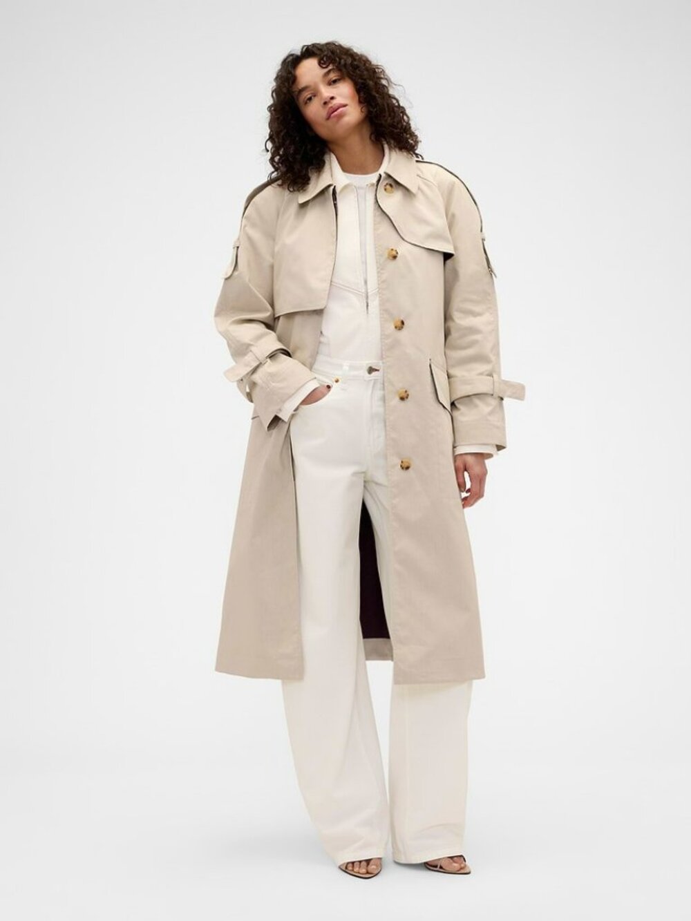 Women's Small/Medium Gap × Victoria Beckham Trench Coat Ecru NWT! #903434